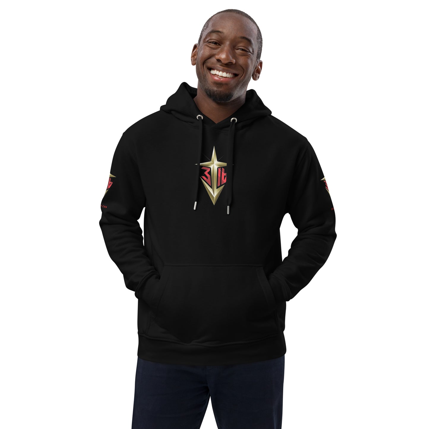 Shirts & Jackets / John 3:16 / J316 Design Premium Black Eco Hoodie / Gold Logo