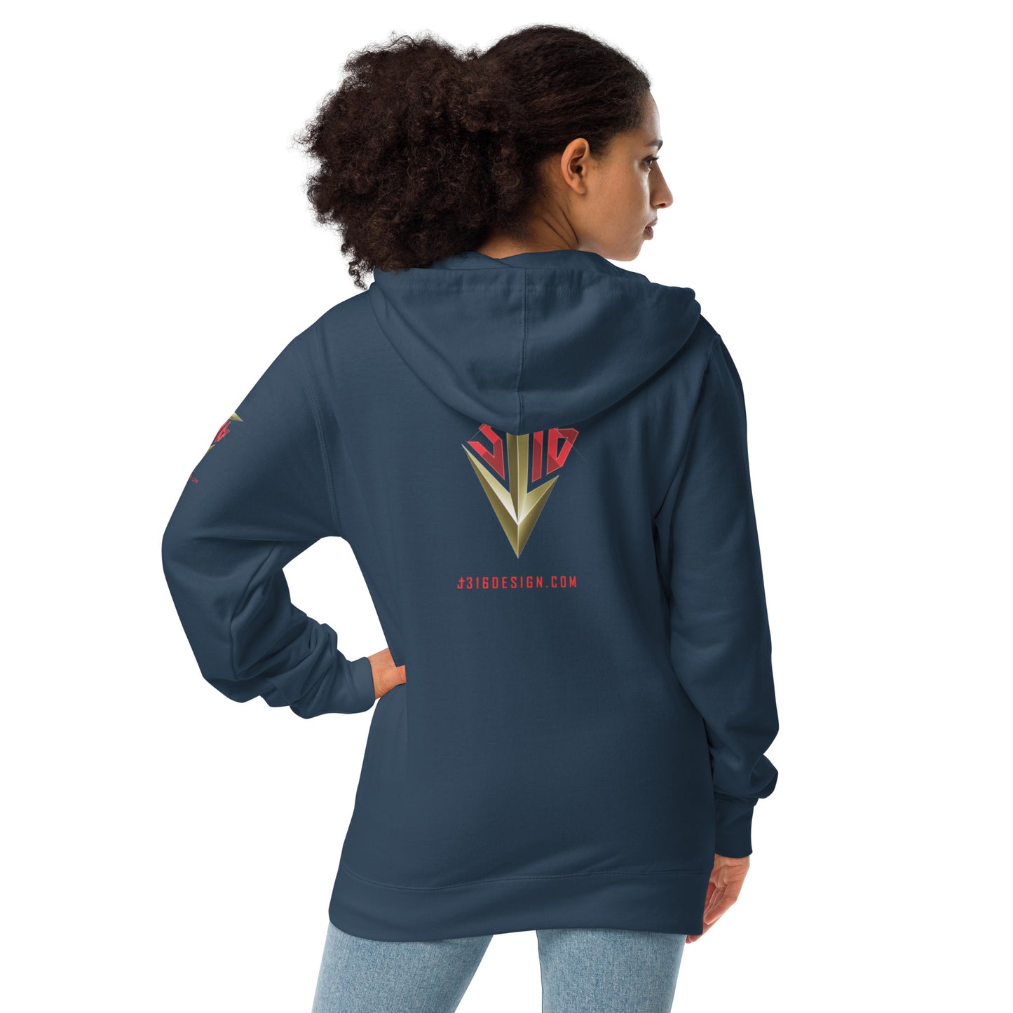 Shirts & Jackets / John 3:16 / J316 Design Unisex Fleece Zip-Up Hoodie / Gold Logo